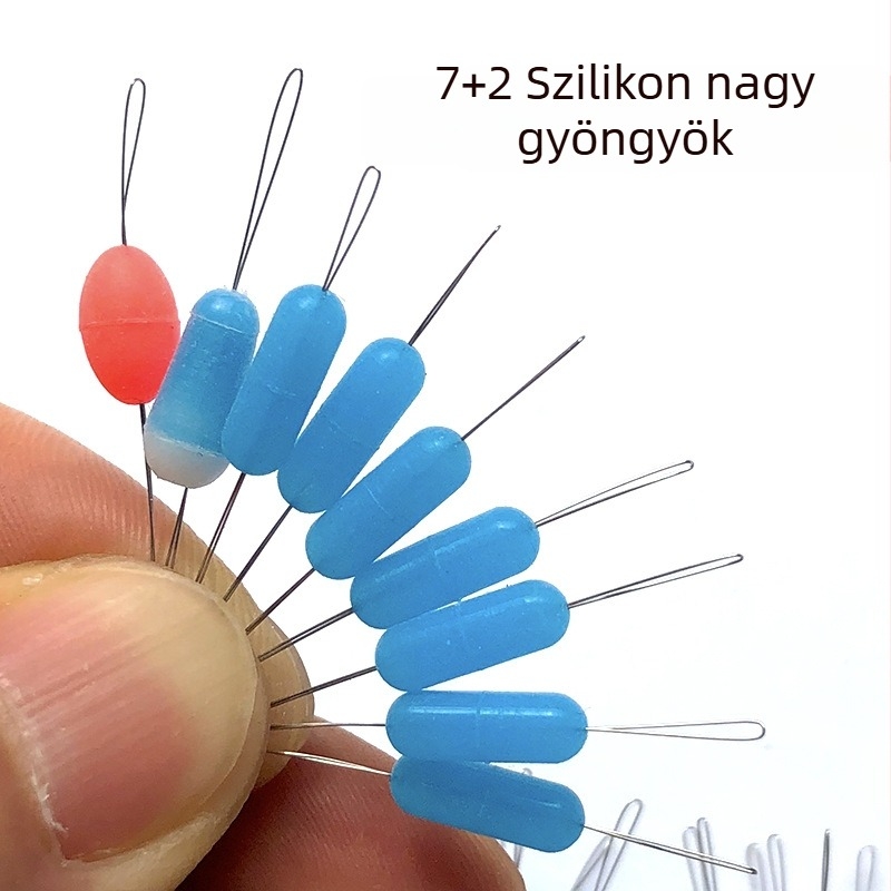 Nagy szilikon anti-zavaró gyöngyök 7+2, egyenes hengeres gyöngyök a horgászzsinórhoz, kiegészítők a bottal, Space Bead