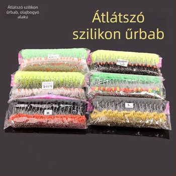 Átlátszó szilikon Space Beans ovális alakú, zárógyöngyökkel – készlet a fő damillal
