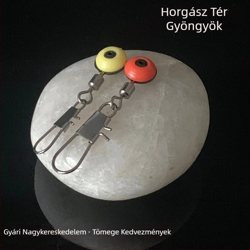 100 db tengeri babakonnektorok, űrgyöngyök, nagy és közepes méret, sárga és piros, horgászfelszerelés kiegészítők