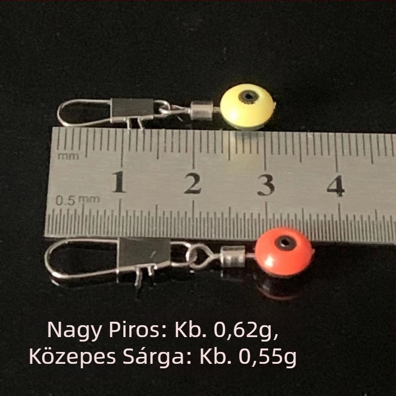 100 db tengeri babakonnektorok, űrgyöngyök, nagy és közepes méret, sárga és piros, horgászfelszerelés kiegészítők