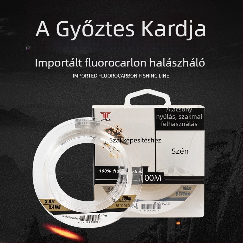 Sub-line Tebon — szénszálas horgász zsinór, nagy szakítószilárdságú, kopásálló vezető zsinór tengeri és szikla horgászatához, 120 darabos csomag