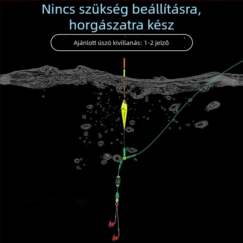 Állíthatatlan úszóval ellátott készlet, arany hüvely, dupla horog, teljesen kötött fő damillal horgászathoz