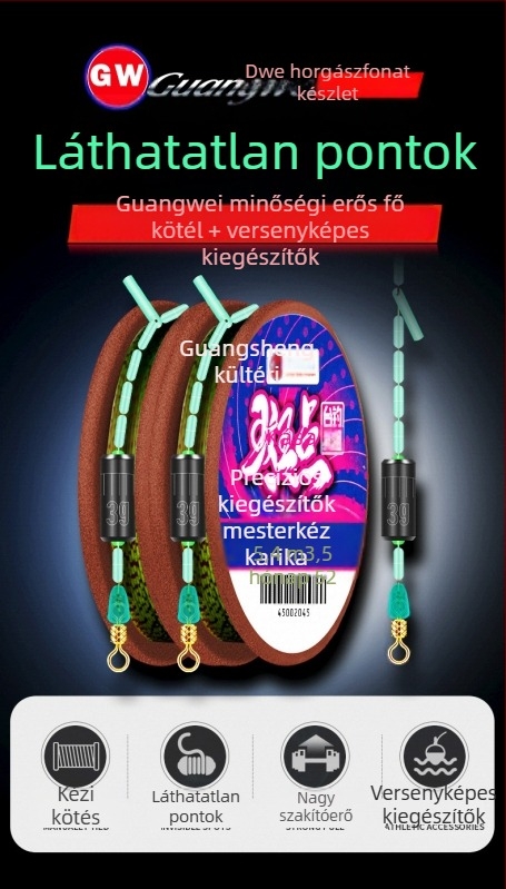 GW/Guangwei horgász főzsinór, pettyes mintázattal – kész készlet, nylon, nagy szakítószilárdság