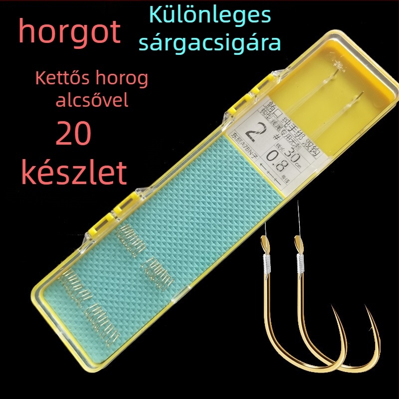 Nylon horgászvezető zsinór, kézzel készített, kész felhasználásra, dupla horoggal
