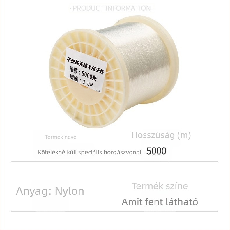 Alsóvonal horgászatához, PE, csomómentes, 5000 m, nagy szakítószilárdság