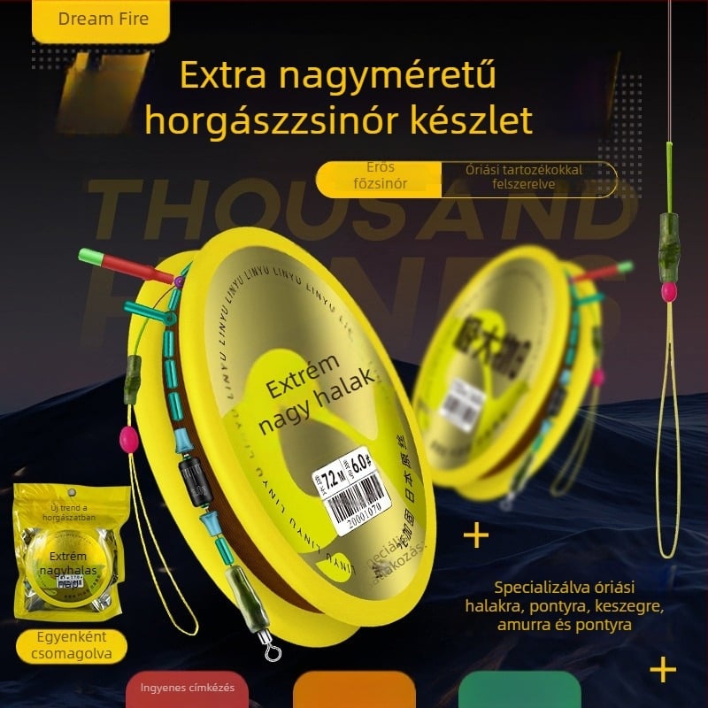 Qianshouji fő vonal – teljes készlet édesvízi horgászathoz, gyémánt csomók, PE-erősített csomók és fonott Dyneema