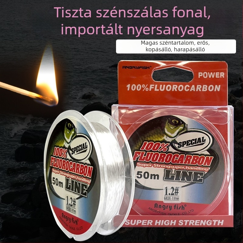 Szénszálas előkötél halászathoz, teherbírás 20–220 lb