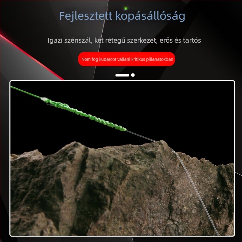 Szénszálas előkötél halászathoz, teherbírás 20–220 lb