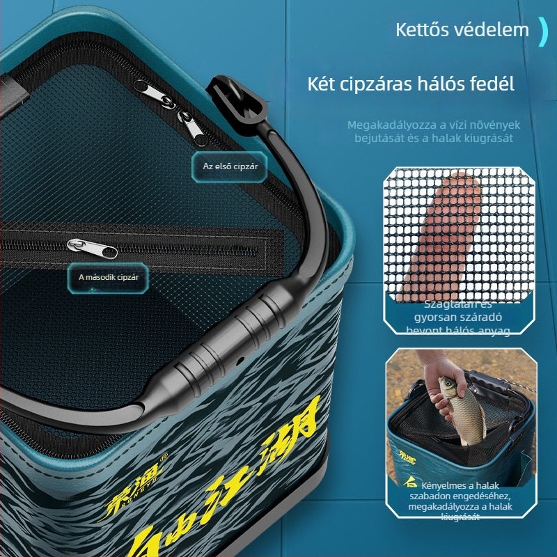 Hordozható összecsukható vízvödör élő halak számára, EVA anyag, kültéri horgászathoz