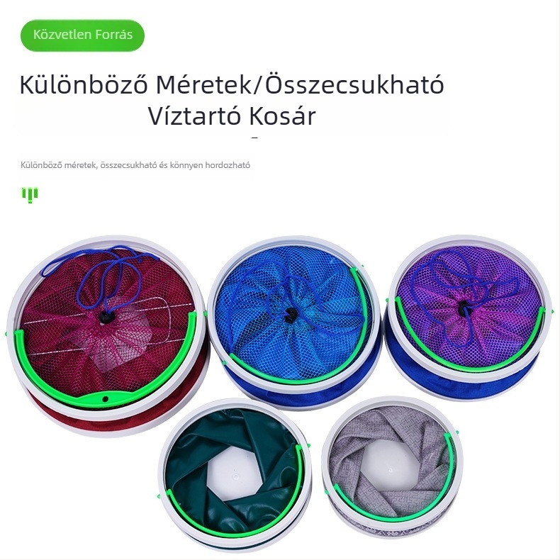 ABS összecsukható élőhalas vödör fedéllel és kötéllel, hordozható horgászathoz