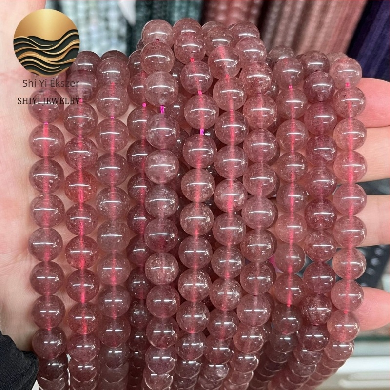 4–12 mm természetes eper kristály lapos gyöngyök DIY ékszerkészítéshez