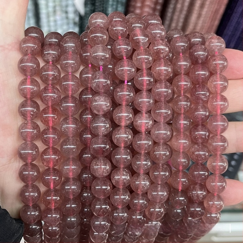 4–12 mm természetes eper kristály lapos gyöngyök DIY ékszerkészítéshez