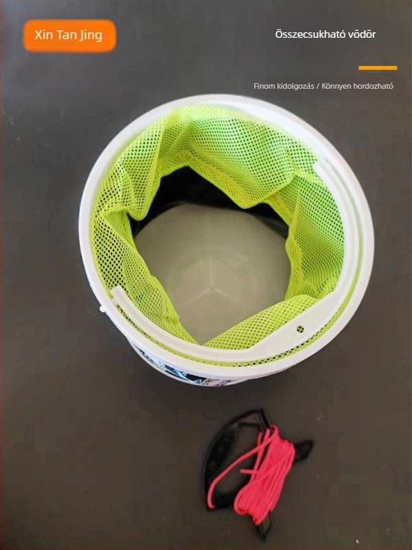 Összecsukható vízvödör kötéllel, autóhoz szerelhető, ugrás elleni háló, Oxford anyag