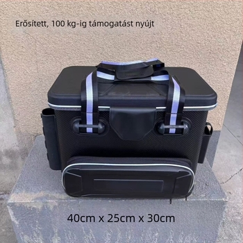 Csali vödör horgászathoz megerősített, vastag fedéllel, bottartó kialakítás, többfunkciós élőhalas vödör, EVA anyag