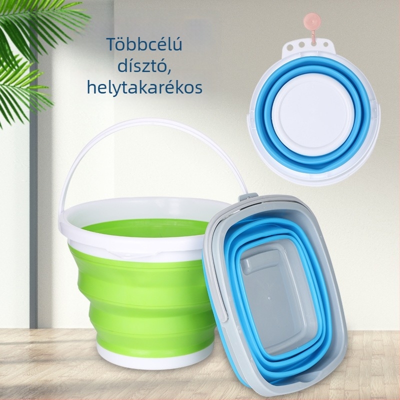Összecsukható szilikon vízvödör halászathoz és kültéri használatra, többfunkciós ecsetmosó vödör