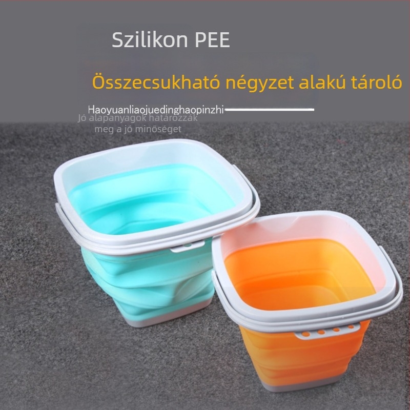 Összecsukható szilikon vödör pontyhorgászathoz — vastagított szilikon, autóba szerelhető, kültéri használatra