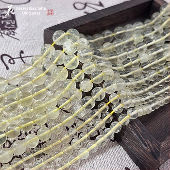 Citromkvarc gyöngyök DIY ékszerekhez, polírozottak, félkész kiegészítők