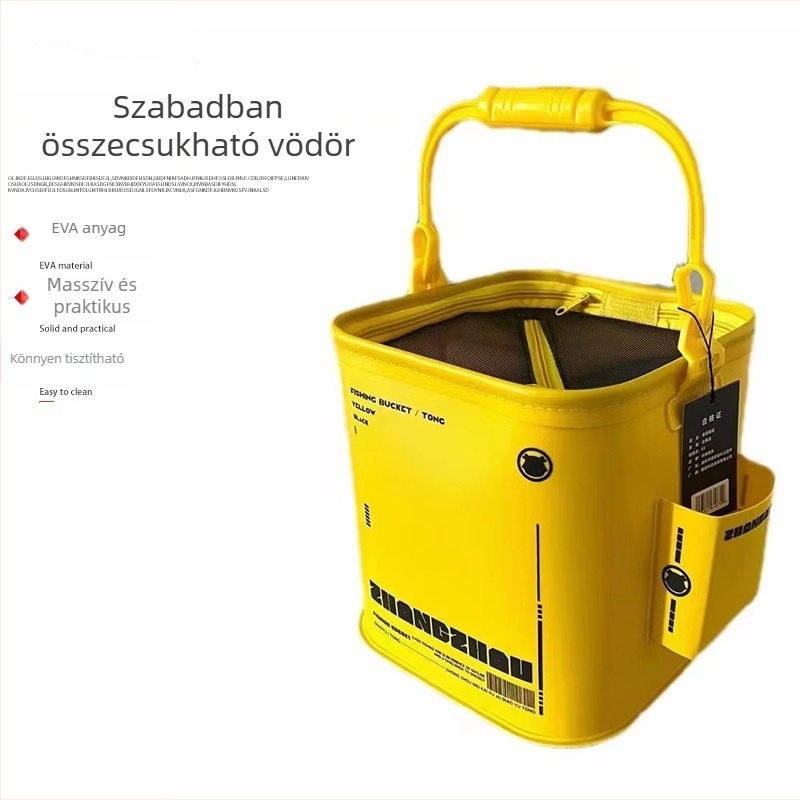 Összecsukható EVA halászkanna, vastag falú kivitel élőhalak számára, hordozható fogantyúval