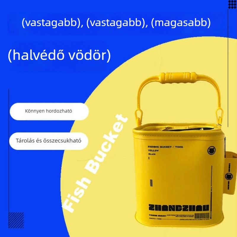 Összecsukható EVA halászkanna, vastag falú kivitel élőhalak számára, hordozható fogantyúval