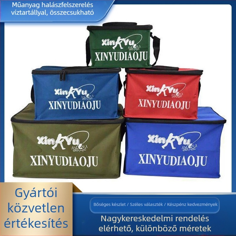 Vászonból készült összecsukható halászati tartály fedéllel, hordozható élőhalas doboz, kapacitás 9 liter alatt