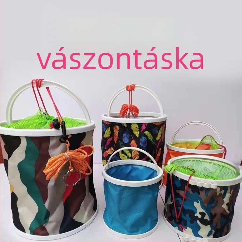 Yujia vászon halászati vödör kötéllel – Anyag: vászon; Eredet: Kína