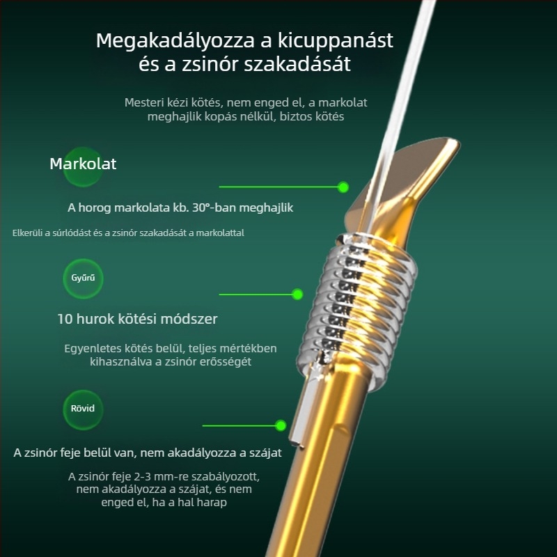 Qianli 25 cm-es rövid előkötés kettős horgokkal, előkötve, arany és piros hüvely