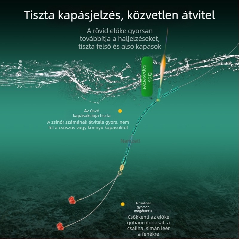 Qianli 25 cm-es rövid előkötés kettős horgokkal, előkötve, arany és piros hüvely