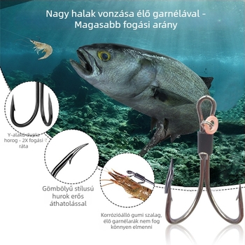 Élő garnéla horog készlet kettős horoggal – tengerparti horgászathoz, 5 db