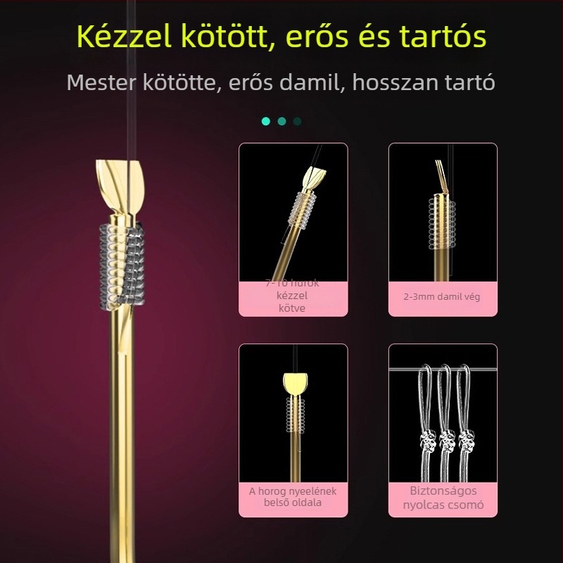 Ultra-rövid dobozos készlet: 15 cm hosszú vezeték, kettős horog és arany hüvely horog a tavihorgászathoz