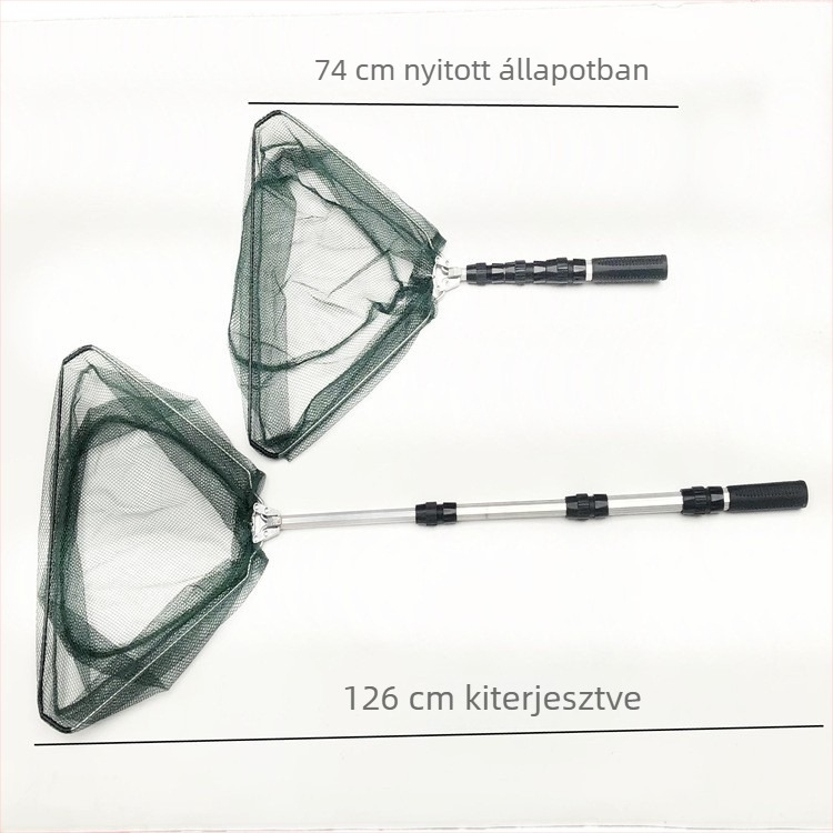 Alumínium ötvözetből készült összecsukható teleszkópos halászháló, Ø40 nyílás, 40 mélység, finom szemű háló, teherbírás 2 kg