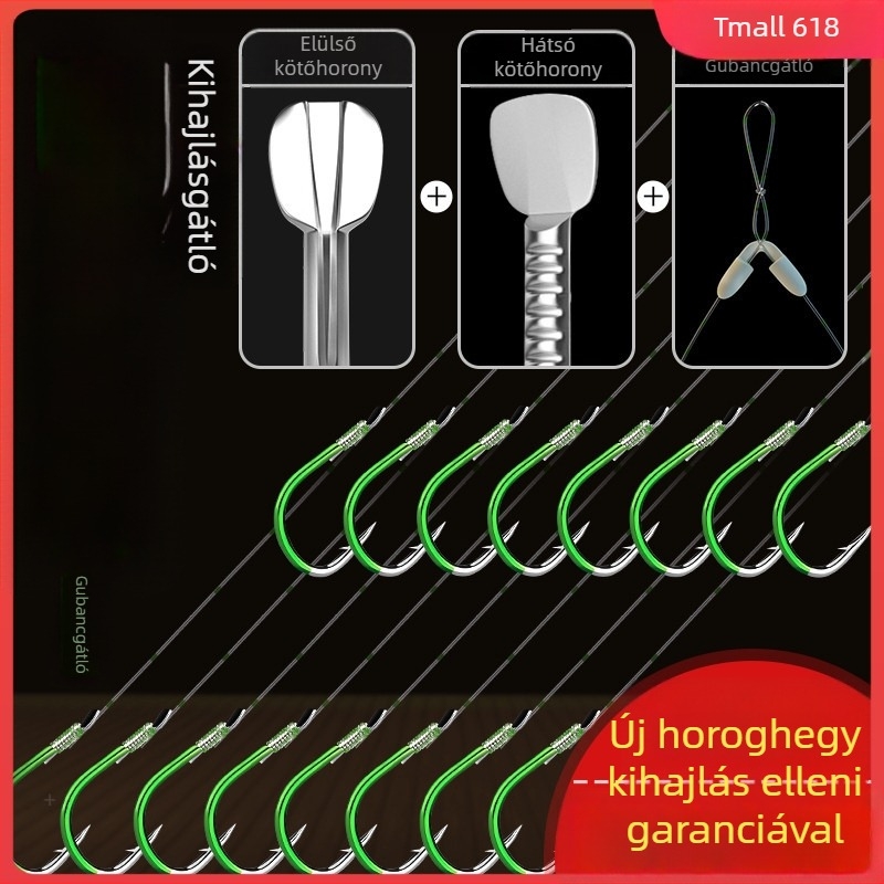 Anti összekuszálódás elleni horgkészlet, dupla horoggal, teljes készlet, késztermék