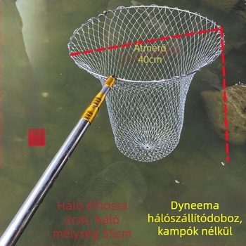 Rozsdamentes acélból készült teleszkópos merítőháló – teljes készlet (2m/3m/4m) szilárd fejjel