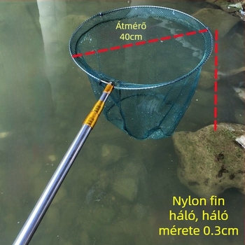Rozsdamentes acélból készült teleszkópos merítőháló – teljes készlet (2m/3m/4m) szilárd fejjel