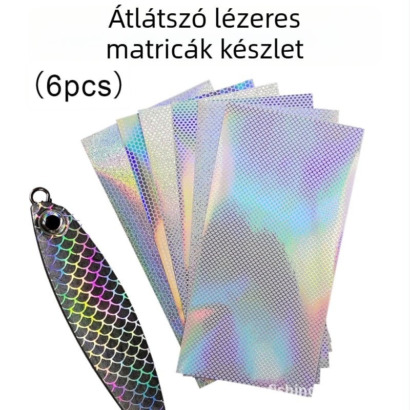 Átlátszó lézeres matrica, 6 darabos készlet, PVC anyag, FISHACKLE márka, licencelt magáncímke