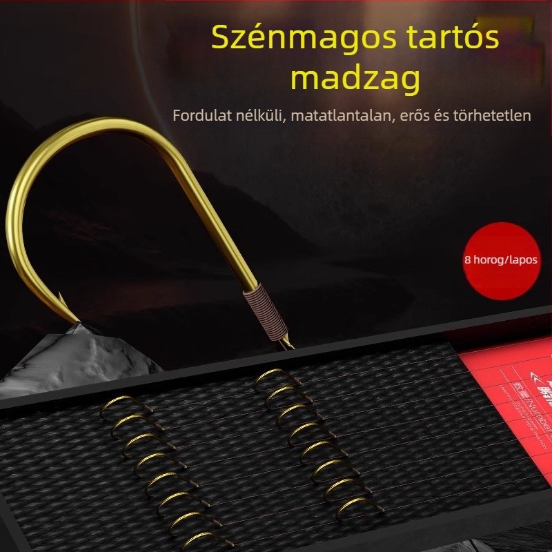 Szénalapú kettős horogas halászkészlet, anti-tekeredés, készre kötött és kézzel kötve