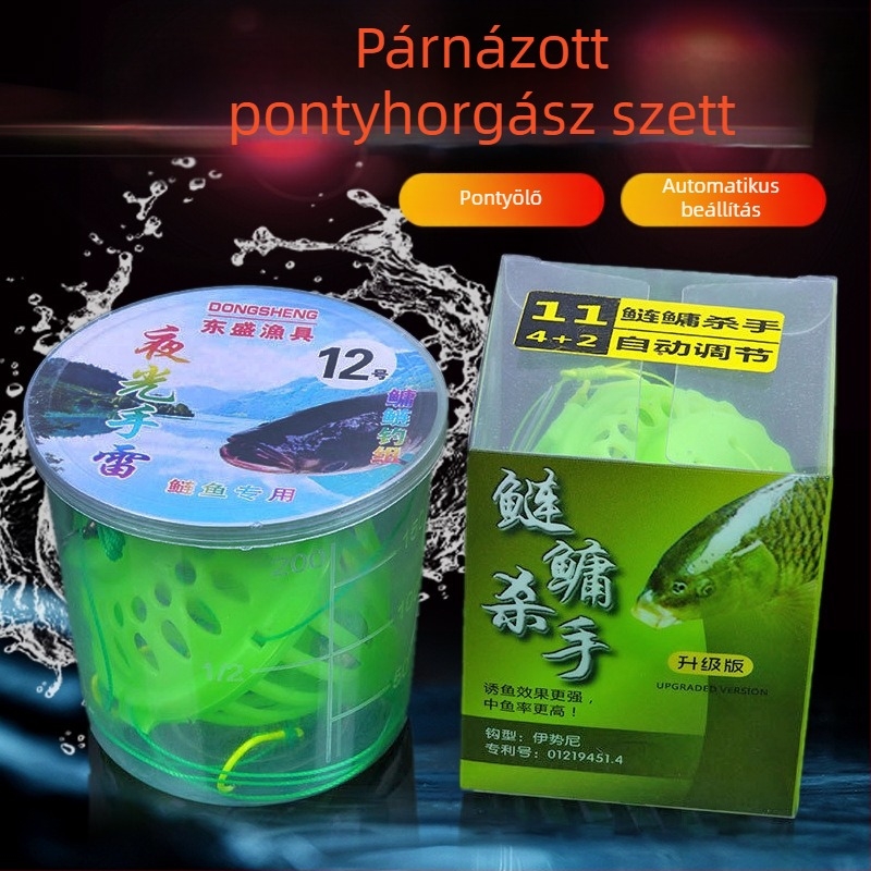 Ezüst amur és nagy amur horgász készlet: horgász ketrec, robbanó horog és Ise-Ni cső világító horog