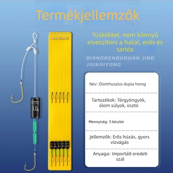Új modell slip-kötéllel ellátott horgász készlet kettős horoggal, arany hüvely Iseni/Izu, előre kötött