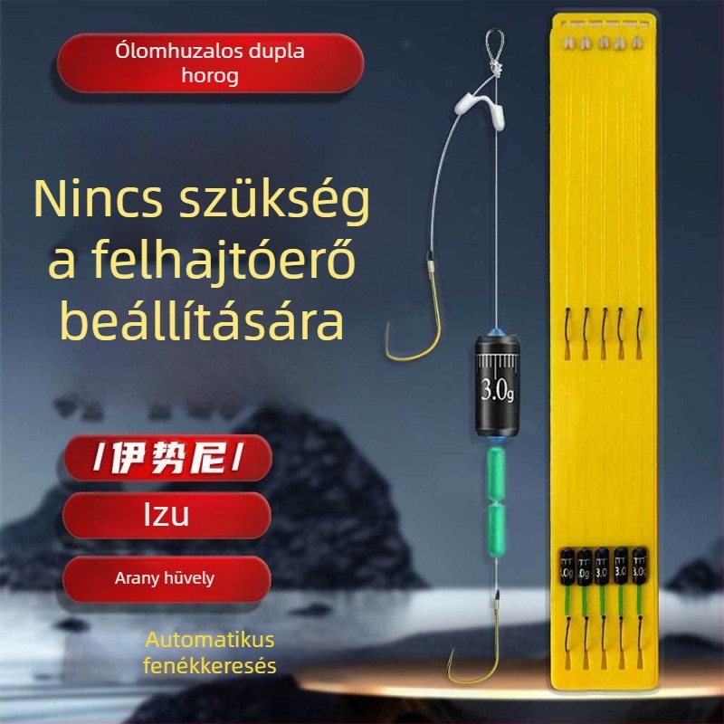 Új modell slip-kötéllel ellátott horgász készlet kettős horoggal, arany hüvely Iseni/Izu, előre kötött