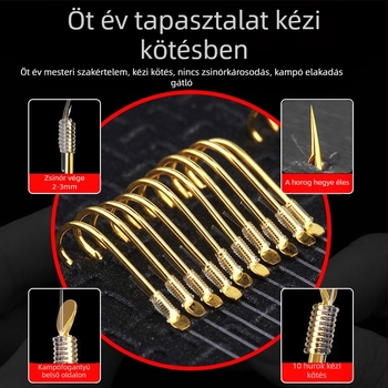 Arany színű hüvelyű kettős horoggal ellátott horgászhorog-készlet, kötött vezetővel, anti-összekapás, Kantō Ise-Ni stílus