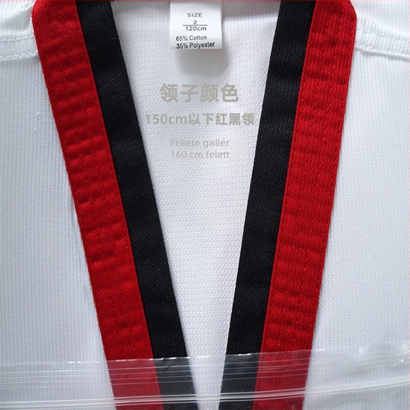 Taekwondo öltözet (egyszínű minta, poliészter-pamut anyag, bélés pamutkeverék, Eredet: Qingdao, Shandong)
