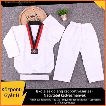 Taekwondo edzőruha – csíkos pamut-poliészter keverék, hosszú és rövid ujjú, gyerekeknek és felnőtteknek