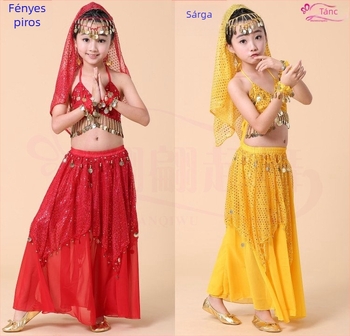 Gyerekeknek szóló Belly Dance ruhaszett lányoknak – 120D chiffon anyag, fő anyag akril – minden évszakban – 17 év alatti gyermekek számára