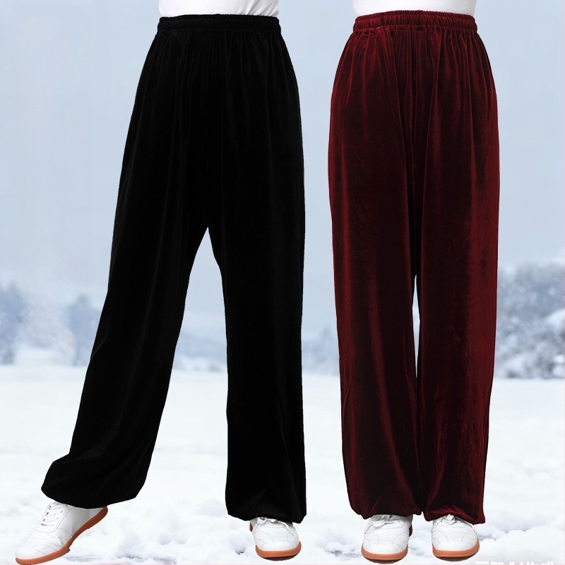 Uniszex Tai Chi nadrág felnőttként, fleece-béléssel, lámpa-stílus, őszi-téli vastagított kivitelben, harcművészetekhez és Tai Chi gyakorlásához