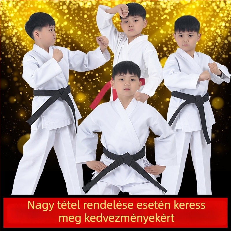 Uniszex karate egyenruha gyerekeknek és felnőtteknek - 76% poliészter anyag, pamut bélés, Zhuoao márka, harcművészetek önvédelme