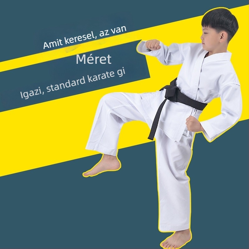Uniszex karate egyenruha gyerekeknek és felnőtteknek - 76% poliészter anyag, pamut bélés, Zhuoao márka, harcművészetek önvédelme