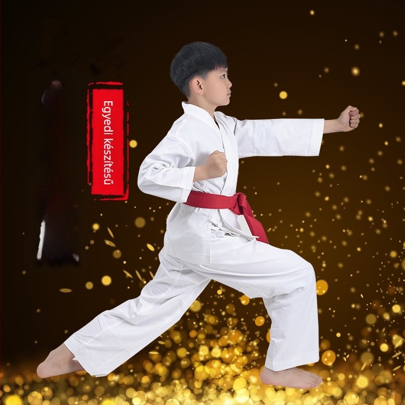 Uniszex karate egyenruha gyerekeknek és felnőtteknek - 76% poliészter anyag, pamut bélés, Zhuoao márka, harcművészetek önvédelme