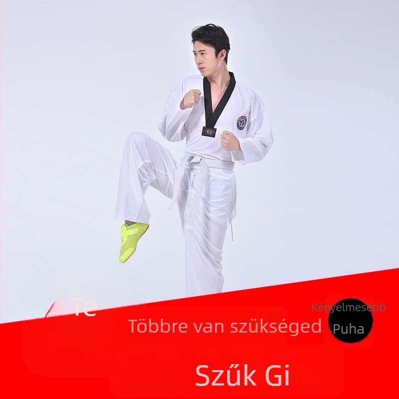 Taekwondo egyenruha felnőtteknek, uniszex edzés- és bemutató viselet, poliészter-pamut keverék