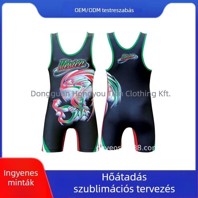 Személyre szabott egy darabos birkózó edzőruha hőátvitellel, kínai stílus, uniszex