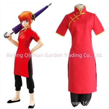 Gintama Kagura Kung Fu Cheongsam Cosplay Kostüm - Uniszex, 100% Poliészter, Egyenruha Szövet, Felnőttek