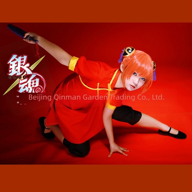 Gintama Kagura Kung Fu Cheongsam Cosplay Kostüm - Uniszex, 100% Poliészter, Egyenruha Szövet, Felnőttek